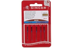 Singer N2032B05AS832R 2032 Lot de 5 Aiguilles pour Cuir en métal argenté 7 x 0,03 x 4 cm