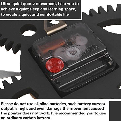 SOLEDI Wanduhr Europäische Vintage Handarbeit 3D Dekorative Zahnrad aus Holz (Farbe Kupfer) - 6