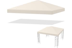 COSTWAY Toile de Toit de Rechange en Polyester pour Pavillon Tonnelle Tente 300 x 300 cm Couleur au Choix (Beige)