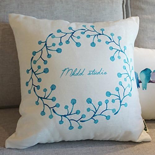 MAYUAN520 Cushion Sofa Cushion Printed White Suede Blue Waist Cushion Sleeper Sofa Sofa Cushion Cushion American Waist Cushion,44X44Cm,Cushion Core