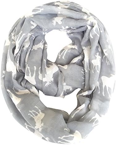 DAMILY Infinity Scarf Ring Moose Pattern Womens Shawls (Grey)