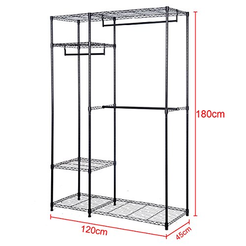 Kleiderstange Kleiderschrank Kleiderständer mit Metallgestell Garderobenschrank Faltschrank Wäscheschrank Schrank Metall - 4