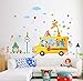 Produktbild Sticker Mural Dessin Animé Animaux Autobus Scolaire S Pour Enfants Chambres Panda Singe Giraffee Tortue Pépinière Room Decor Art Decal Affiche