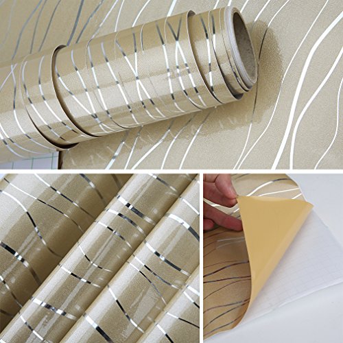 KINLO® Folie Möbel Gelb Folie Küche 500x61cm TOP Qualität Dekofolie mit Linie Küchenschrankfolie Anti-Schimmel Möbelfolie aus Hochwertigem PVC folie selbstklebend Umweltschutz Tapete folie wanddeko 2 Jahren Garantie - 6