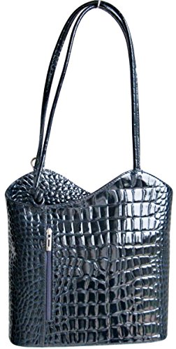 New Genuine Italian Leather Shoulder Backpack Cross Strap Croc Design Handbag