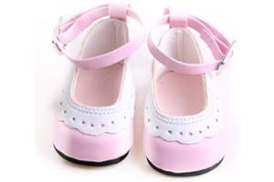 Aeromdale Puppe Schuhe Flache Schuhe mit Spitze für 18 Zoll Amerikanische Puppe Mädchen 43cm Puppe Geschenke - Rosa - 1 Paar