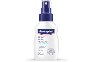 Hansaplast Spray para Heridas, limpiador antiséptico mediante irrigación mecánica, spray desinfectante protector, incoloro y respetuoso con la piel, 1 x 50 ml