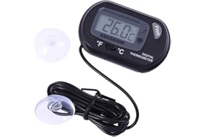 UEETEK 2 Piezas termómetro LCD Digital para Peces de Acuario terrario Reptil bivalvo (Negro)