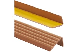 ProfiPVC Perfil de PVC autoadhesivo de borde para escaleras 41mm x 25mm en Forma de L, Tiras antideslizantes para peldaños, Esquina para cantos - Cantonera Protector, 80cm, Ámbar
