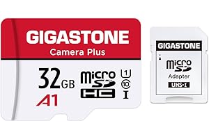 Gigastone Kamera Plus 32GB MicroSDHC Speicherkarte + SD Adapter, für Action-Kamera Drohne und Tablet, Lesegeschwindigkeit bis zu 90MB/s, Full HD-Videoaufnahme, A1 U1 Klasse 10 Micro SD Karte UHS-I