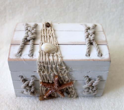 Holz Deko Box Truhe Schatulle Schatztruhe Seestern ca. 14x10x10cm - 3