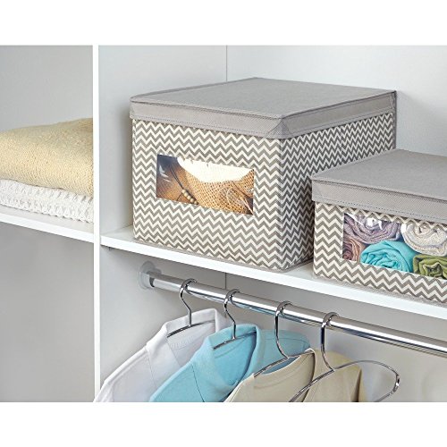 Interdesign 04251M2EU Axis Chevron Stoff, Aufbewahrungsbox, 2-er Set, groß, taupe / natur - 4