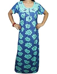 Indiatrendzs Women's Nighty Floral Printed Hosiery Nightwear Nightgown (Chest 46)