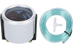 TERISASS Turbo-Messgerät Turbo Mater-Zeiger 52 mm/2 Zoll Turbo-Ladedruckanzeige/Vakuum-Messgerät Kit Universal-Rauchglas-LED-Barmesser Autozubehör für PKW und LKW