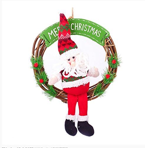 Christmas decorations Christmas garlands small old snowman christmas tree ornaments rattan rings are attached to the door of the scene in the old rattan Ring