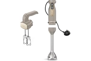 Ninja Foodi 3-in-1 Hand Blender, Hand Mixer & Chopper with Gradual Start, 2 Blending and 5 Mixing Speeds to Chop, Mix, Knead, Blend and more, Dishwasher Safe Parts, 850W, Stone Gold CI100UKSTGD