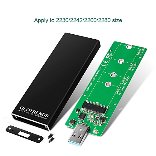 GLOTRENDS Caja de Carcasa USB 3 0 M 2 para SATA M 2 SSD  Clave B B   M   Soporte Trim y UASP  Carcasa de Aluminio con dise  o de ventilaci  n  Compatible con Windows Mac   Linux Xbox   PS4  etc 