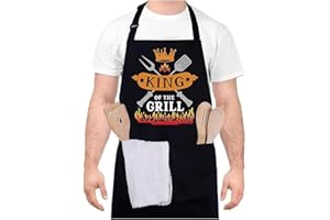 HSAJS Tablier de Cuisine pour Homme Tabliers de Cuisine Réglable avec 3 Poches Noir Imperméable Chef Tablier pour Barbecue Fête Chef Tablier pour Barbecue Fête, Cadeaux pour Hommes Mari Copain