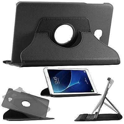 ebestStar - pour Samsung Galaxy Tab A 2016 10.1 T580 T585 (A6) - Housse Coque Etui PU cuir Support rotatif 360°, Couleur Noir [Dimensions PRECISES de votre appareil : 254,2 x 155,3 x 8,2 mm, écran 10.1'']
