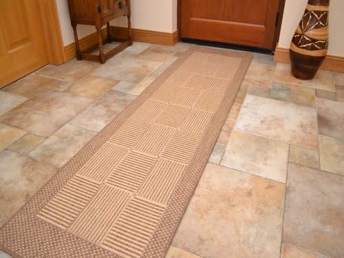 Rustica Flat Weave Rug (Brown Beige) (60cm x 230cm (approx 24" x 90"))With A Rubber Back. 7 Sizes Available