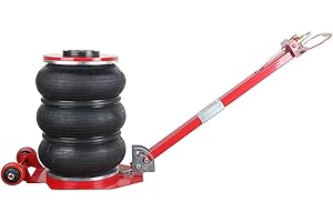 AIM Tools Cric Pneumatico 3 Ton Borsa Tripla Air Jack Martinetto di Sollevamento Rapido per Auto con Manico Pieghevole e Due Ruote, per Riparazione Auto Cambio Pneumatici