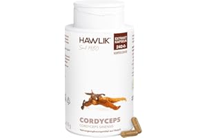 ‎HAWLIK HAWLIK Vitalpilze Cordyceps CS-4 Extrakt Kapseln - 240 Kapseln - Mit Vitamin C - Vegan - Zuckerrohr-Dose
