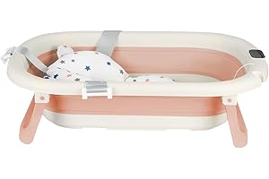 LANTUS Baignoire Bébé Pliable, La Baignoire Enfant Convient aux Nouveau Nés aux Tout Petits et de Trous de Drainage, Cadeau IdéAl Pour Nouveau-A-43 * 71 * 18,5 cm (rose)