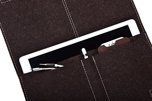 ALMWILD Apple iPad Pro 12.9 Zoll Hülle, Tasche . Aus echtem Rinds- Leder und 100% Woll- Filz. Case in Trüffel- Braun mit magnetischer Umschlagklappe aus Echt- Leder in Braun. In Bayern handgefertigt - 2
