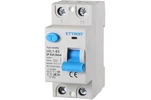 IXTRIMA Interruptor diferencial puro 63 A 2 polos 2P 220 V 6 kA 30 mA 2 módulos DIN, RCCB C63