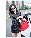 Smile YKK Women Lapel Belt Faux Leather Locomotive Jacket Dust Coat Trench Coat Black M