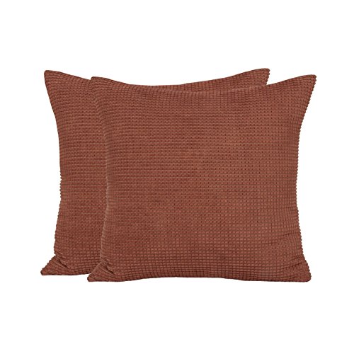 Farbe mais gestreift Kissenbezug Cord Deko Kissen Bezug 2-teilig für Sofa Überwurf Kissen Fall 45,7 x 45,7 cm 45 x 45 cm Braun - 2