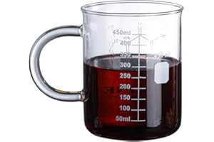 JEELAR Taza de Vaso de precipitados de cafeína JIACUO Taza de Vaso graduada con asa Taza de Vidrio de borosilicato