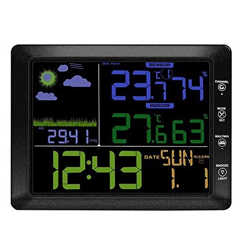 Preisvergleich Produktbild HXUJ Multifunktionale Wetterstation Barometer Thermometer Hygrometer Drahtloser Sensor LCD Wettervorhersage Digitaler Wecker