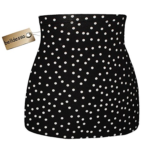 Preisvergleich Produktbild Jersey Baumwolle - schwarz weiß gepunktet / Punkte - Nierenwärmer / Rückenwärmer / Bauchwärmer / Shirt Verlängerer - Größe: Kinder 7-10 Jahre - ideal auch für Blasenentzündung und Hexenschuss / Rückenschmerzen