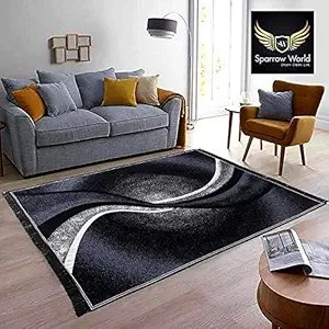 Sparrow World OZONE CARPET Chenille Solid Carpet (Black, Grey, 3X5 ft)