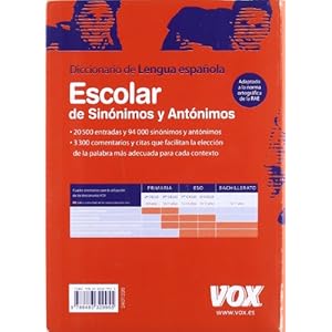 Diccionario Escolar de Sinónimos y Antónimos (Vox - Lengua Española - Diccionarios Escolares)