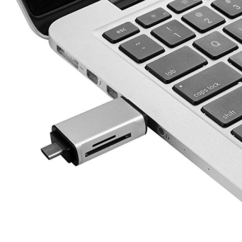 RicoRich 3-in-1 SD TF Kartenleser mit Adapter USB-A / Micro USB / USB-C Typ-C, SuperSpeed Memory Card Reader USB Kart enlesegerät für Micro SD/SDXC TF falten Kartee - 5