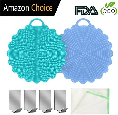 Non Stick Silicone Dish Scrubber, Kitchen Sponge Multipurpose Antibacterial Dishwashing Scrubbing Pot Pan and Washing Fruits Vegetables Dirt Cleaning Brush for Kitchen Bathroom …
