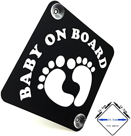 acepoprt BABY ON BOARD car sign with suction cups - cute baby feet (matt black/gloss white)