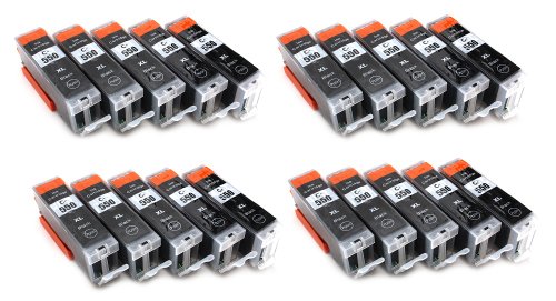20 Multipack komp. XL Druckerpatronen für Canon Pixma MG7550 MG7150 MG6650 MG6450 MG6350 MG5655 MG5650 MG5550 MG5450s MG5400 MG5450 IP7250 IP8750 IX6850 MX725 MX925 kompatibel 20 x 550BK XL schwarz mit Chip