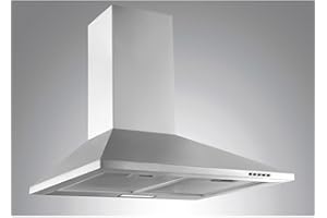 PKM 6091H Dunstabzugshaube in Edelstahl | 60 cm Breite | LED Beleuchtung | 3 Leistungsstufen | Abluft | Umluft | EEK B