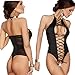 Produktbild VLIMG Damen dicht hängen Hals offen Pyjamas Pyjamas, Damen sexy Netz Garn Perspektive Siamese Unterwäsche, schwarz, alle Code