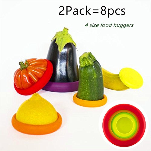 Locisne Wiederverwendbar biegsam Silikon Food Savers Stretch Lids, Silikon Frischhalte Hauben Silikondeckel Frischhaltedeckel für Gemüse und Obst, 4stk/set geeignet verschiedene Größen , Frische Saver Deckel (8pcs)