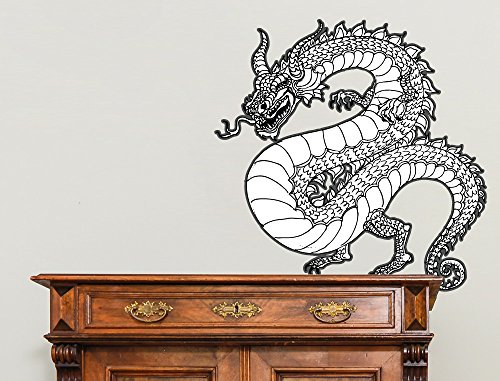 I-love-Wandtattoo WAS-11334 Living room asia wall tattoo "Mystic Dragon in curved form" Asia motive for gluing Japan wall tattoo China wall sticker style sticker decoration