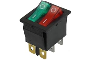 CABLEPELADO - Interruptor basculante ON/OFF, SPST 6 pines | Interruptor 6 terminales | 16A 250VAC | 20A 125VAC | Luz Roja y Verde