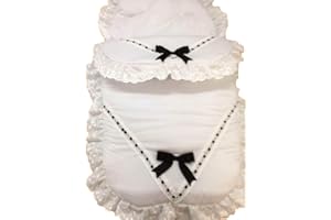 LSM Opulent Cream Polycotton Baby Foot Muff with Elegant Black Lace Ribbons - All-Season Cosy Toes Liner for Optimal Warmth and Style in Strollers and Pushchairs, Perfect for Infants to Toddlers