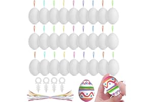 TARUMEDO 50 Stück Ostereier Plastik Weiß, 6cm Osterdeko Ostereier Zum Aufhängen Plastik Eier Kunststoff Ostereier Zum Bemalen Dekoeier Kunststoffeier Plastikeier Für Osterdekoration Basteln Ostern Deko
