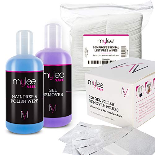 Kit de preparador y limpiador con removedor y toallitas para uñas, ideal para gel polish de Mylee