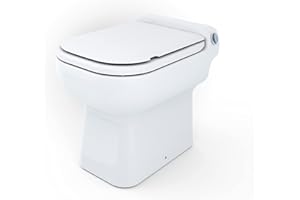 Aquacompact Design - WC Broyeur rectangle Double Chasse Éco, Cuvette Anticalcaire, Abattant Antibactérien, Puissant, Relevage 3m Vertical, 30m Horizontal, 500W, Fabrication Française, Garantie 2 Ans