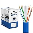 POKKA® Bulk Cat 6 Ethernet Cable 305M, High Speed LAN Ethernet Network Cable, 305M Bulk Cat6 Internet Cable 1 Gbps, 250 MHz/ADSL/AWG24 Bulk Cable, (305 Meter, Blue)